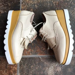 Nude platform loafer shoes size 5